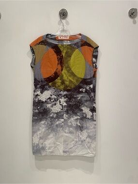 Marni Orange & Olive Graphic Cap-Sleeve Top